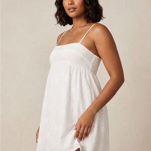 Princess Polly White Ortga Broderie Eyelet Dress with Spaghetti Straps